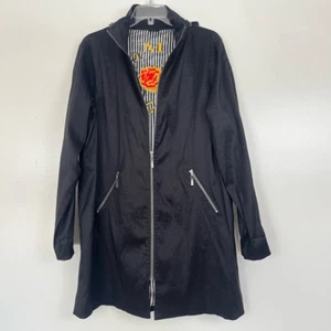 Mycra Pac Short Gabby Raincoat Medium Large Black Striped Embroidered Lining - Picture 1 of 15