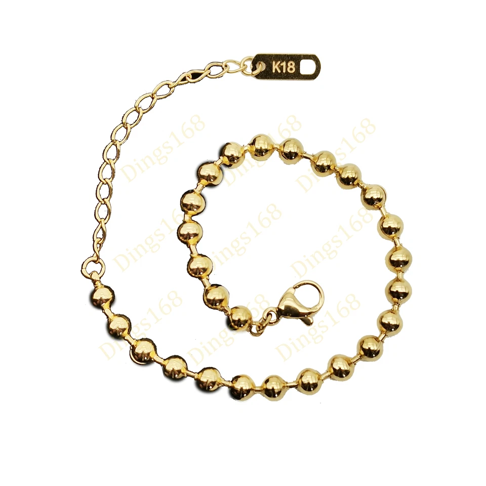 Brazalete de cadena de cuentas italianas de 6/8"*4 mm relleno de oro amarillo sólido de 18 quilates hipoalergénico Foto 1 de 1