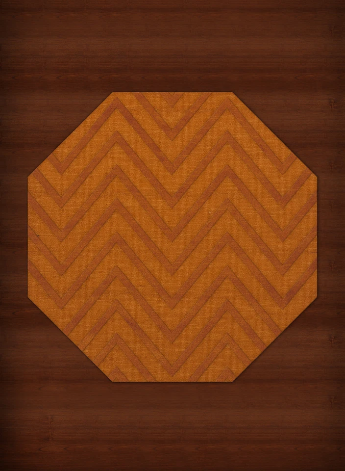 Orange Transitional Hand Hooked Stripes Chevrons Zig Zags Area Rug Striped DV4 - Image 1 of 2