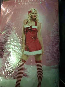 New Leg Avenue xmas costume stockings mini dress Christmas UK 12 Velvet Delux - Picture 1 of 2