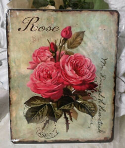Blechbild Bild Deko Metall*Schild Roses 20x26cm  SHABBY  Vintage
