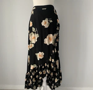 SPORTSGIRL Women's Skirt Size 10 - black floral print long wrap front style - Picture 1 of 6