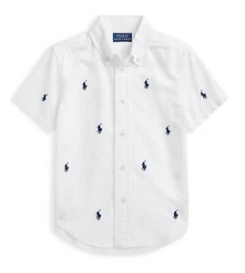 Polo Ralph Lauren Boys Polo Pony Oxford Short Sleeve Shirt White 5 Little Kid - Picture 1 of 4