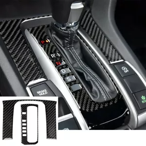 Cubierta del panel de cambio de marchas de control central de fibra de carbono para Honda Civic 10th 2016-21 - Imagen 1 de 10