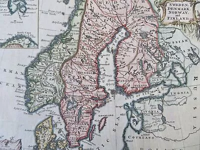 Scandinavia Sweden Denmark Norway Finland c. 1755 decorative Jefferys map - Image 1 of 4