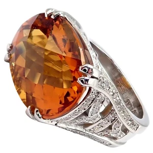 Kieselstein Cord Platinum 2.5ct Diamond Golden Citrine Cockatil Ring 1999 sz 6.5 - Picture 1 of 21