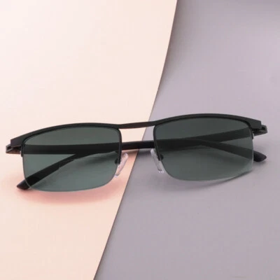 Men Dual-use Bifocal Sunglasses Lightweight Gray Brown Square Reading Glasses