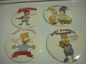 THE SIMPSONS BUTTON LOT OF 4 VINTAGE 6 INCHES 1989-1990 ERA GROENIG PINS - Picture 1 of 7