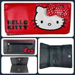 Hello Kitty Loungefly Wallet Trifold 3D Card Clutch Coin Dots Red White Black - Picture 1 of 24