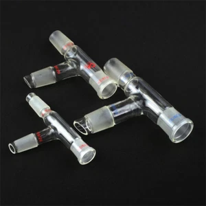 Adapter Glassware Laboratory 75 Bend Chemistry Distillation Three Way - Picture 1 of 12