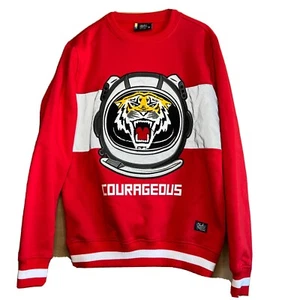 Rare Bleeker & Mercer Red Crew Neck Tiger Face Sweater Size Small - Picture 1 of 11