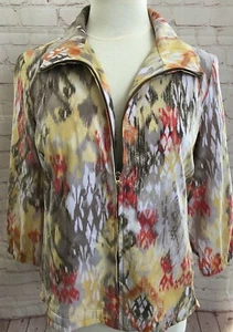 Zenergy Chicos 3/4 Sleeve Windbreaker Jacket Full Zip Gold Tan Stretch Collar 1 - Picture 1 of 7
