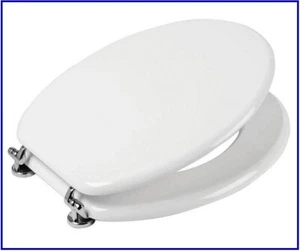 Sedile Copriwater Universale in legno MDF copri vaso Wc Water Coprivaso bianco - Foto 1 di 3