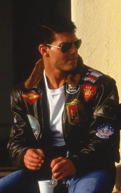 TOM CRUISE TOP GUN BOMBER FUR LEATHER FLYING FLIGHT JACKET FOR MEN - Image 1 of 1
