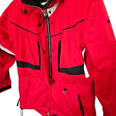 Chaqueta Obermeyer Mujer Estilo Ónix Talla 8 Rojo Blanco Negro Thermo Lite Con Capucha Foto 1 de 4