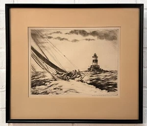 Yngve E. Soderberg (americana, 1896-1972) acquaforte firmata a mano "finitura chiusa" Ed85 - Foto 1 di 7