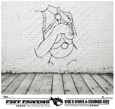 Sexy Bondage Women Naked dungeon Man Cave Wall Art Vinyl Decals Stickers - Image 1 of 2