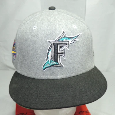 Gorra New Era Gris Ajustada 7 5/8 Florida Marlins MLB con Gorra Parche Serie Mundial 1997 Foto 1 de 4