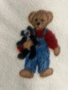 Welcome World BJT Blue Jean Teddybär Fleece Babydecke Herzen Sterne 28,5x39. - Bild 1 von 11