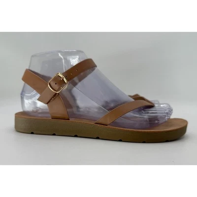 STORY Brown Thong Sandals Women's Size 7 Ankle Strap Buckle Casual Summer Shoes - Image 1 of 4
