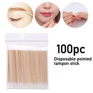 Mini Pointed Cotton Buds/Swabs 100 pack Wooden Stick Cosmetics Makeup E6S1 - Picture 1 of 12