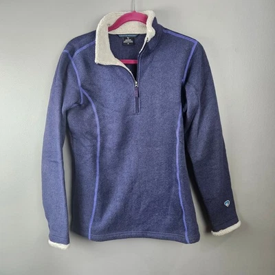 Suéter Pullover Kuhl Alska 1/4 Cremallera Púrpura Polar Sherpa Cuello Simulado Chaqueta Talla M Foto 1 de 4