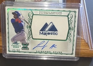 LUISANGEL ACUNA METS 2020 LEAF TRINITY ROOKIE LAUNDRY TAG PATCH AUTO # 21/50 - Picture 1 of 2