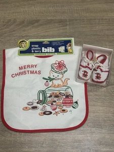 Vintage Baby Weihnachten Set Tommee Tippee Lätzchen Baby LaRoi Neugeborene Schuhe Katze Bär - Bild 1 von 12