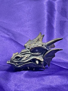 Metal Gems Brass Dragon Head Trinket Stash Box Treasure Ren Faire Heavy Hinged - Picture 1 of 9