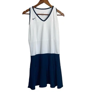 Nike Fit Dry Racer Back Power Sports Dress White Navy Size L - Picture 1 of 4