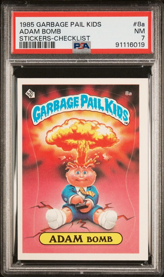 1985 Topps OS1 Garbage Pail Kids Series 1 ADAM BOMB CHECKLIST 8a Matte PSA 7 - Image 1 of 2