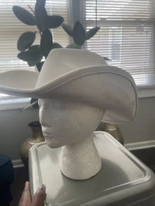 Women’s Wide Brim White Cowboy Hat w/ Rhinestone Band Glam Western  New - Picture 1 of 7