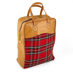 Borsa vintage anni 60 mod tartan rosso a quadri con piedini - Foto 1 di 13