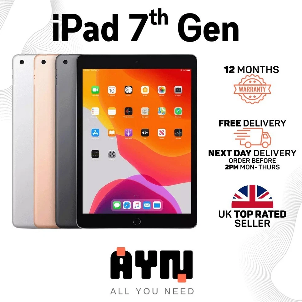 Apple iPad 7th Gen 2019 32GB , 128GB WiFi / WiFi + 4G  EXCELLENT CONDITION A+++ - Image 1 of 4