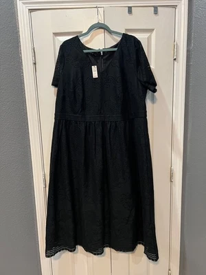 Talbots Black Guipure Lace Midi Dress 18W NWT - Image 1 of 4