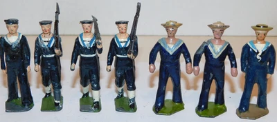 Viejos marineros de la Royal Navy británica de plomo de Gran Bretaña de los años 50, 7 piezas de diferentes conjuntos Foto 1 de 4