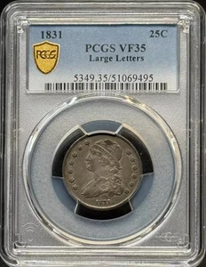 1831 P Capped Bust Quarter PCGS VF-35 Large Letters - Picture 1 of 3
