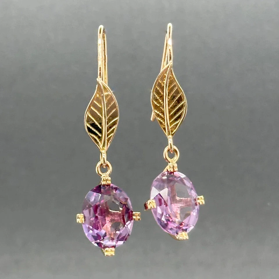 Estate 18K Rose Gold 10.74ctw Lab-Created Purple Sapphire Earrings - Image 1 of 1