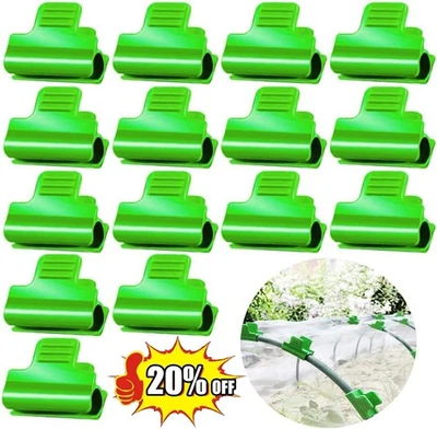 Green Pipe Clamps Stakes Greenhouse Row Cover Netting Film Garden Hoop Clip - Image 1 of 4