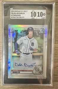 2020 Bowman Draft Dillon Dingler 1st Bowman Chrome Refractor Auto /499 SGC 10 - Picture 1 of 2
