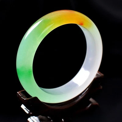 Certified natural quartzite jade Three colors gradient bracelet Flat bar - Image 1 of 4