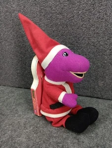 Barney Santa We Wish You a Merry Christmas Plush Board Book 1999 USA Lyrick Toy - Picture 1 of 9