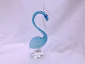 Scultura aviaria Murano Italia Egret blu opalescente - Foto 1 di 6