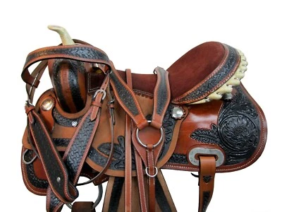 Western Saddle Trail Horse Barrel Racing Pleasure Used Leather Tack 15 16 17 18 - Image 1 of 4