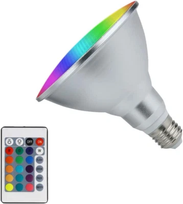 20W PAR38 RGB Colored LED Spotlight Outdoor, E27/E26 Color Changing  - Image 1 of 4