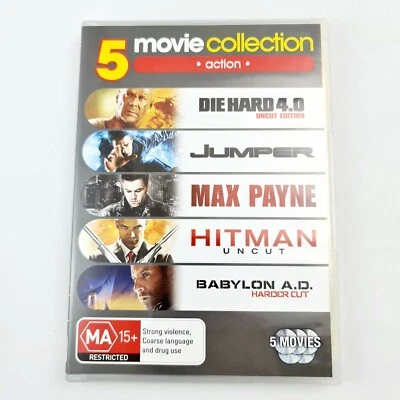 5 Movie Collection Action DVDs Region 4 Die Hard Jumper Hitman Babylon Max Payne - Image 1 of 4
