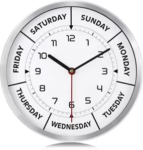 Silent Retirement Clock Day of The Week Wall Clock for Home DecorBrushed - Picture 1 of 8