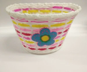 Bicycle Basket White/Pink/Yellow/Red With 1 Flower Kids Child Bike Basket - Picture 1 of 3