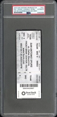 2023 VICTOR WEMBANYAMA NBA DEBUT DEBUT FULL TICKET LUKA DONCIC TRIPLE-DOUBLE PSA - Image 1 of 4