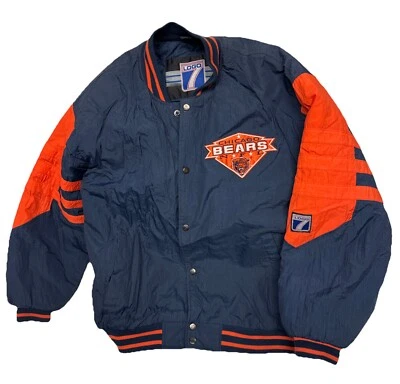 Vintage 90s LOGO 7 CHICAGO BEARS Bomber Jacket MEN'S LARGE NFL - Image 1 of 4